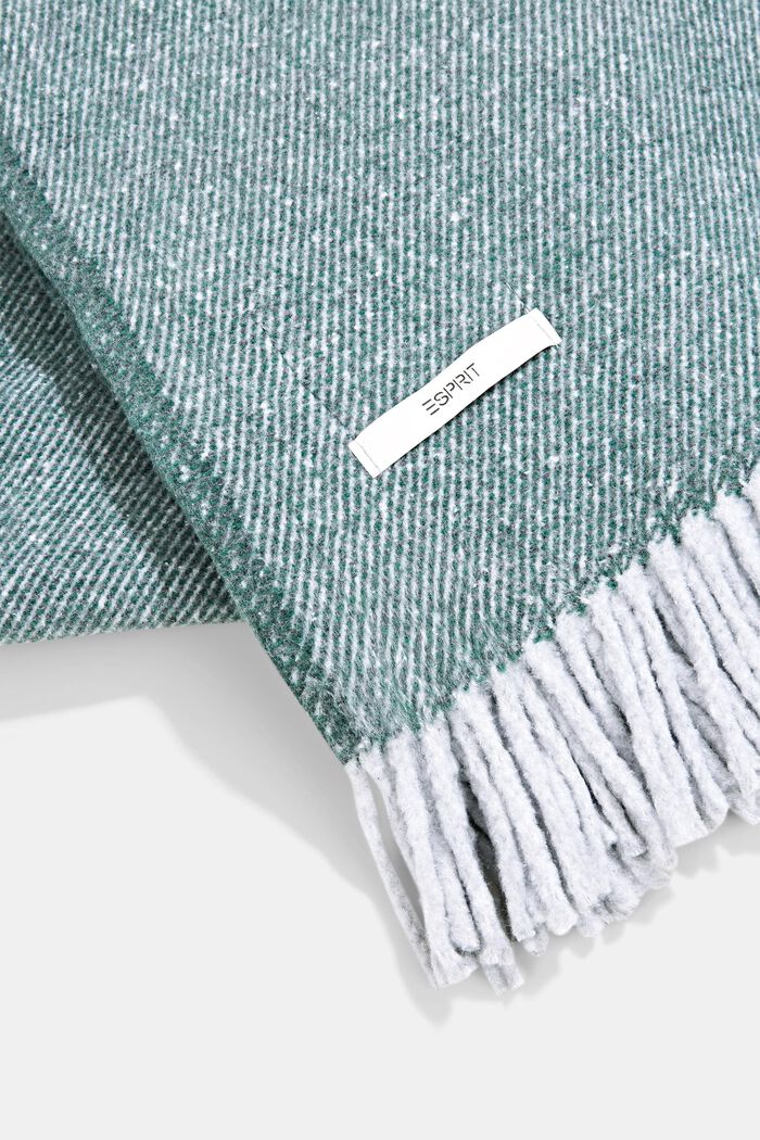 Soft throw in blended cotton, DARK GREEN, detail image number 2