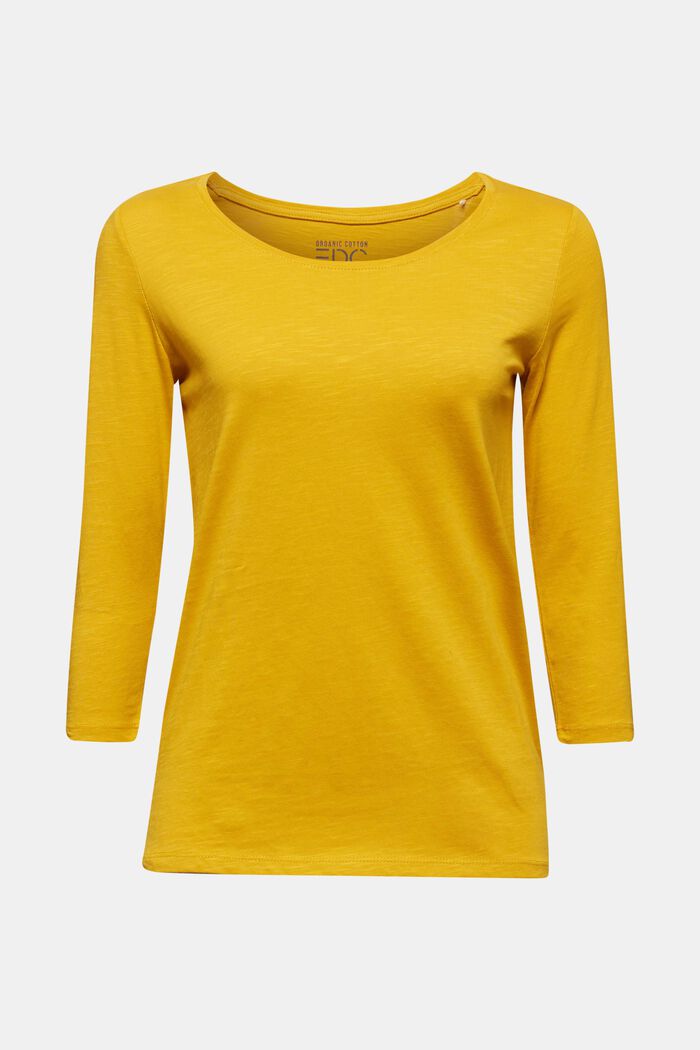 Cotton top, 3/4 sleeves, BRASS YELLOW, detail image number 0