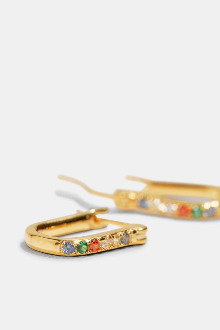 Earrings with colourful zirconia, sterling silver, GOLD, overview