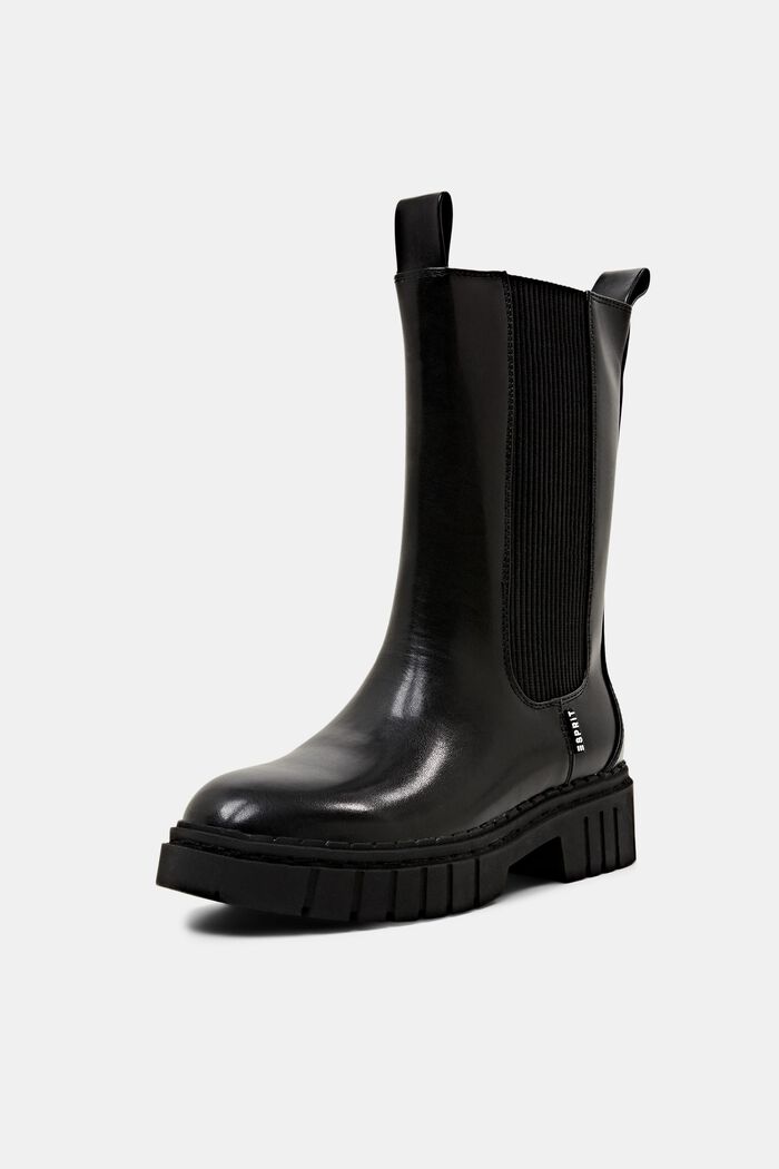 Broad faux leather boots, BLACK, detail image number 1