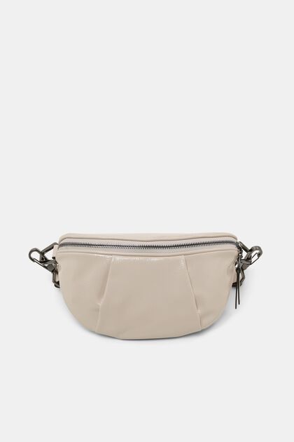 Faux leather cross body bag with shimmering finish