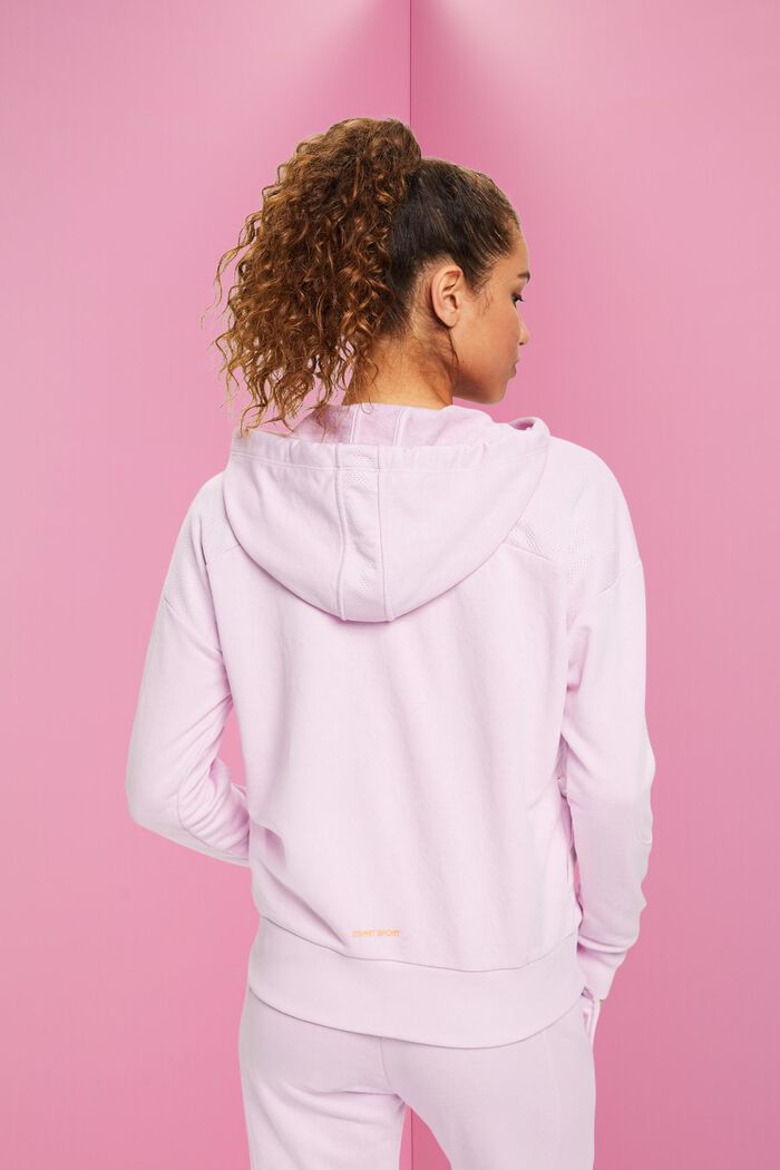 Zip-up hoodie with breathable insert, LILAC, detail image number 3