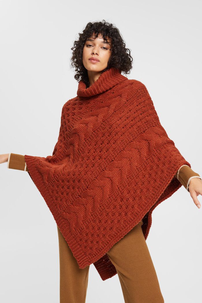 Blended wool poncho