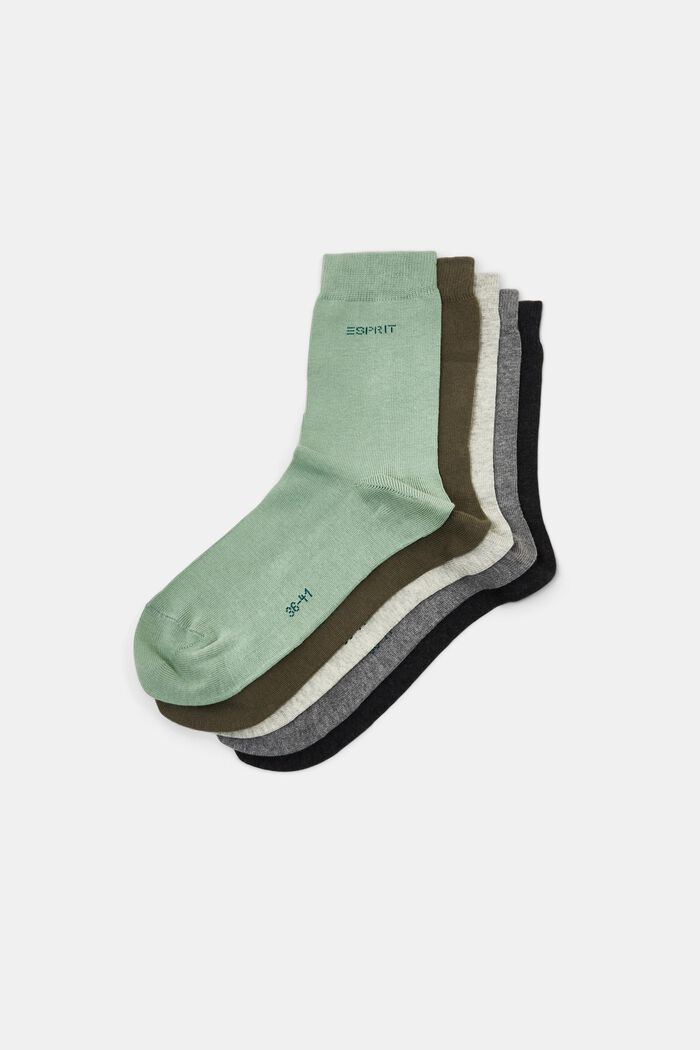 5-pack of socks, organic cotton, GREEN COLORWAY, detail image number 1