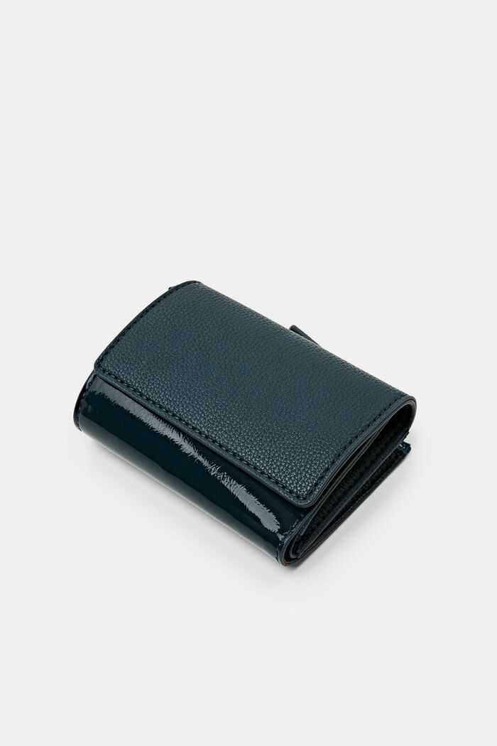 Glossy Fold-Over Wallet, DARK TEAL GREEN, detail image number 2