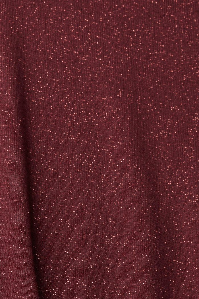 Roll neck t-shirt with glitter effect, BORDEAUX RED, detail image number 1