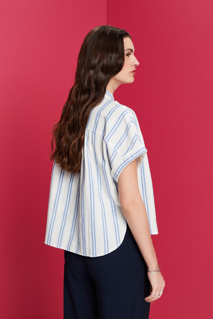 Striped short-sleeve blouse, 100% cotton, OFF WHITE, detail image number 3