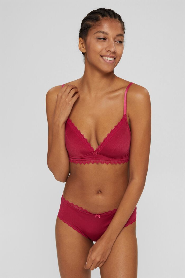 Padded non-wired bra with paisley pattern, DARK PINK, detail image number 0