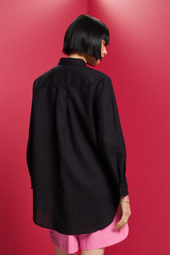 Linen-Cotton Shirt, BLACK, detail image number 3