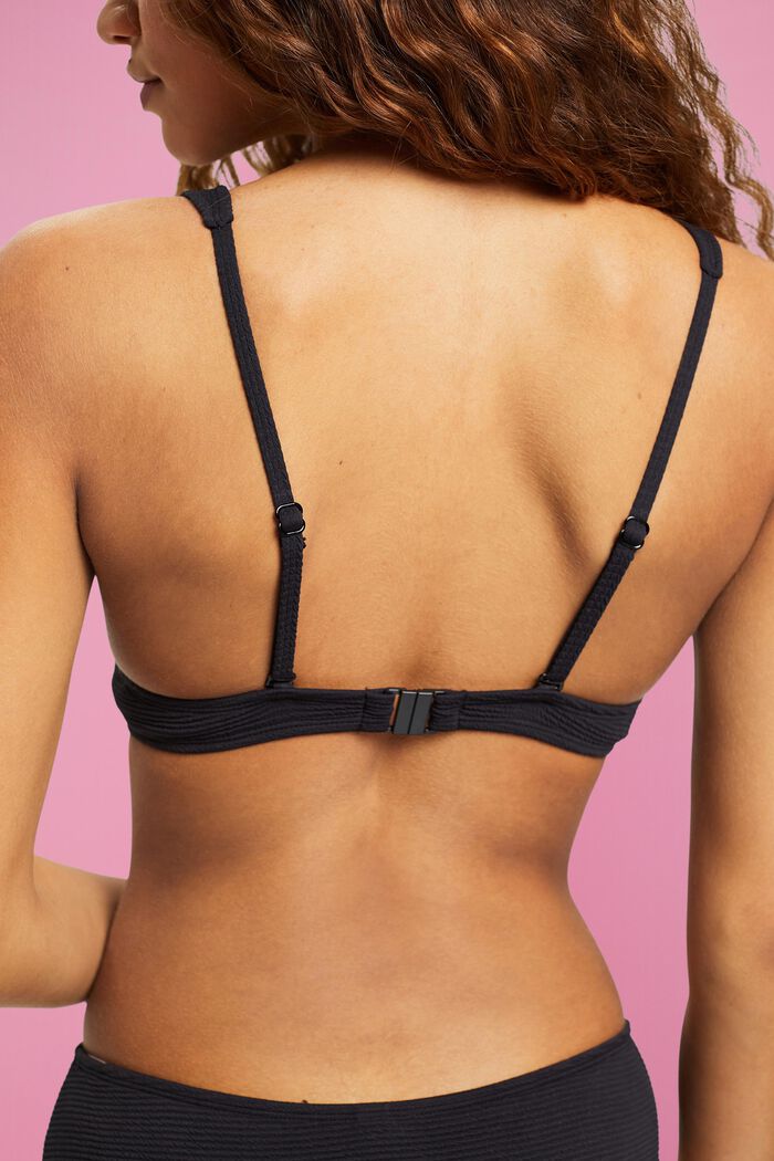 Textured bikini top with flexiwire, BLACK, detail image number 4