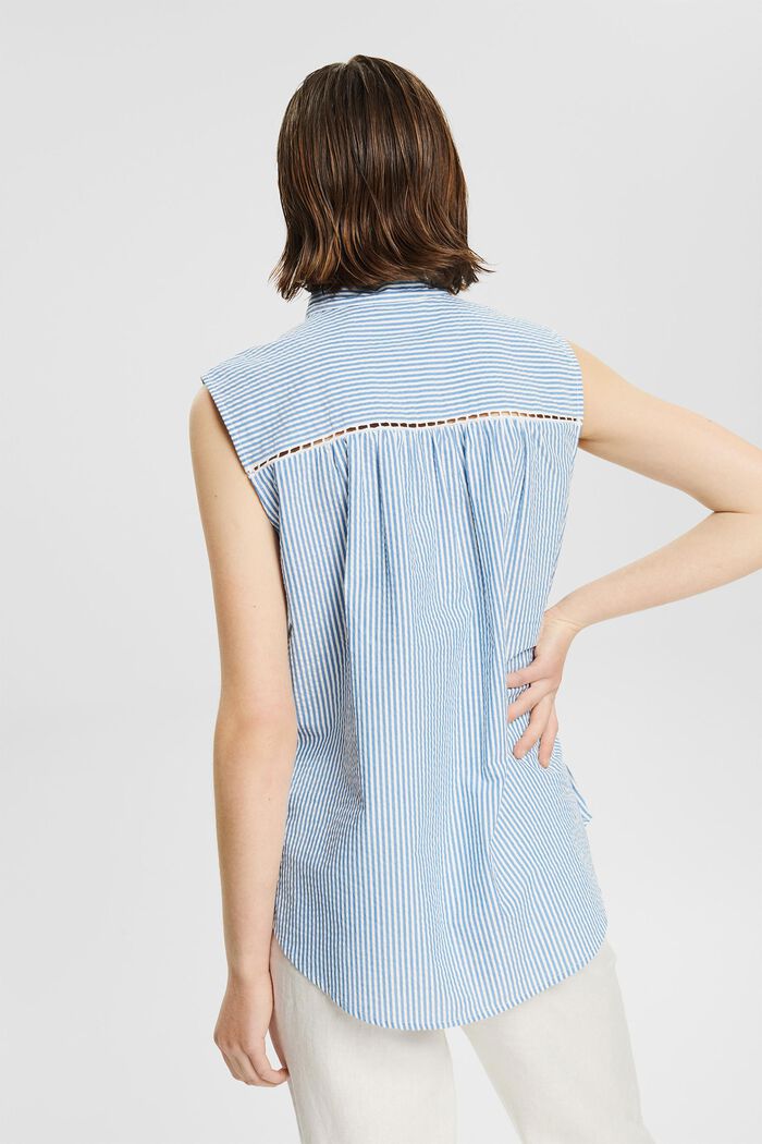 Short sleeve blouse with vertical stripes, BLUE, detail image number 3