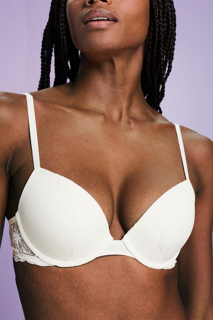 Padded Underwire Lace Push-Up Bra, OFF WHITE, detail image number 1
