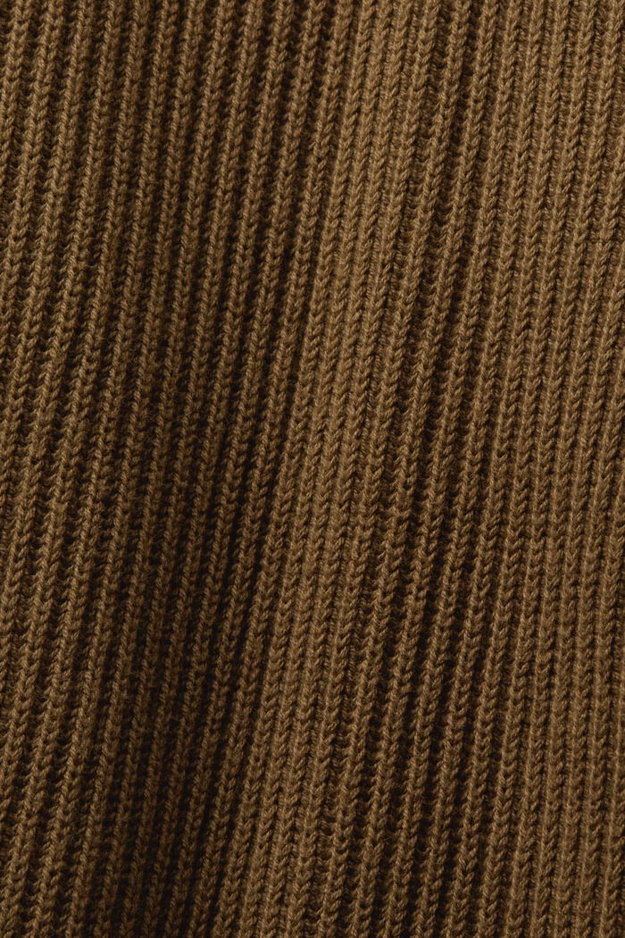Rib-Knit V-Neck Cardigan, KHAKI GREEN, detail image number 4