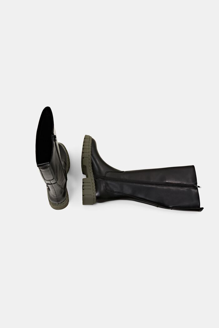 Vegan: faux leather platform boots, BLACK, detail image number 5