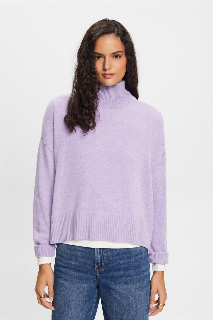 Wool-Blend Mockneck Sweater, LAVENDER, detail image number 0