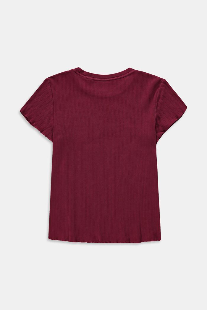 Ribbed T-shirt with gathered hems, 100% cotton