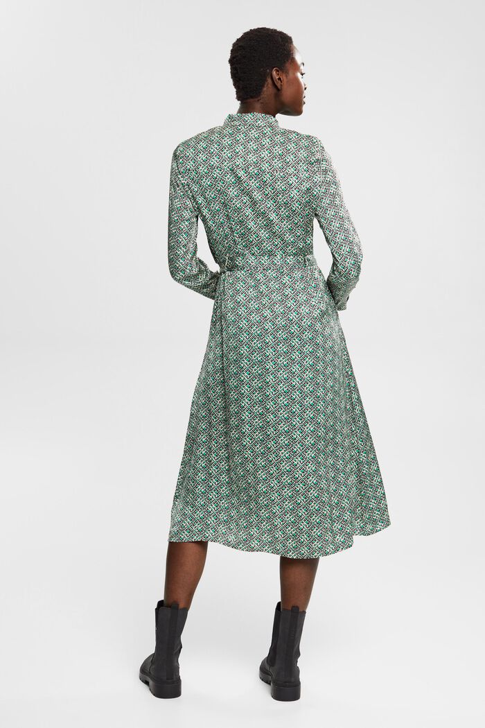Patterned satin dress, EMERALD GREEN, detail image number 3