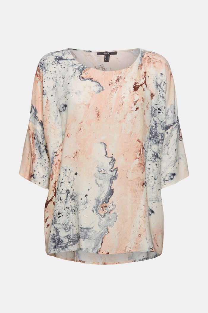 Blouse with marble print LENZING™ ECOVERO™, DUSTY NUDE, overview