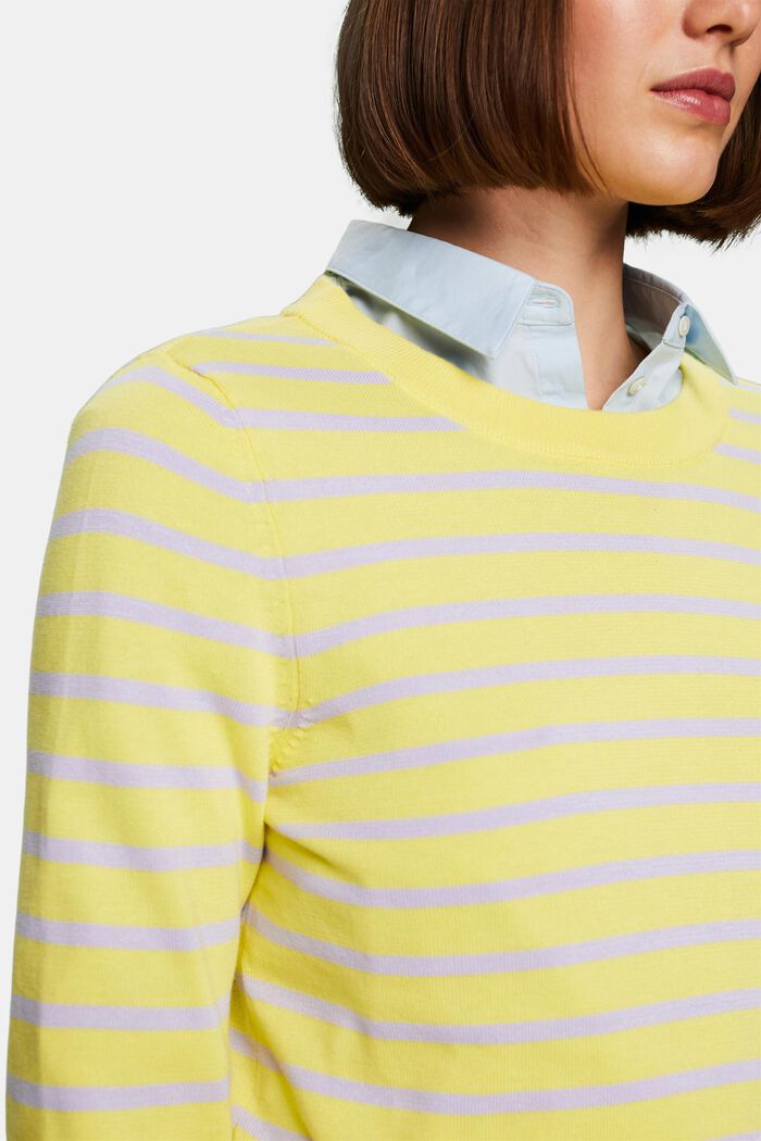 Striped Crewneck Sweatshirt, PASTEL YELLOW, detail image number 3