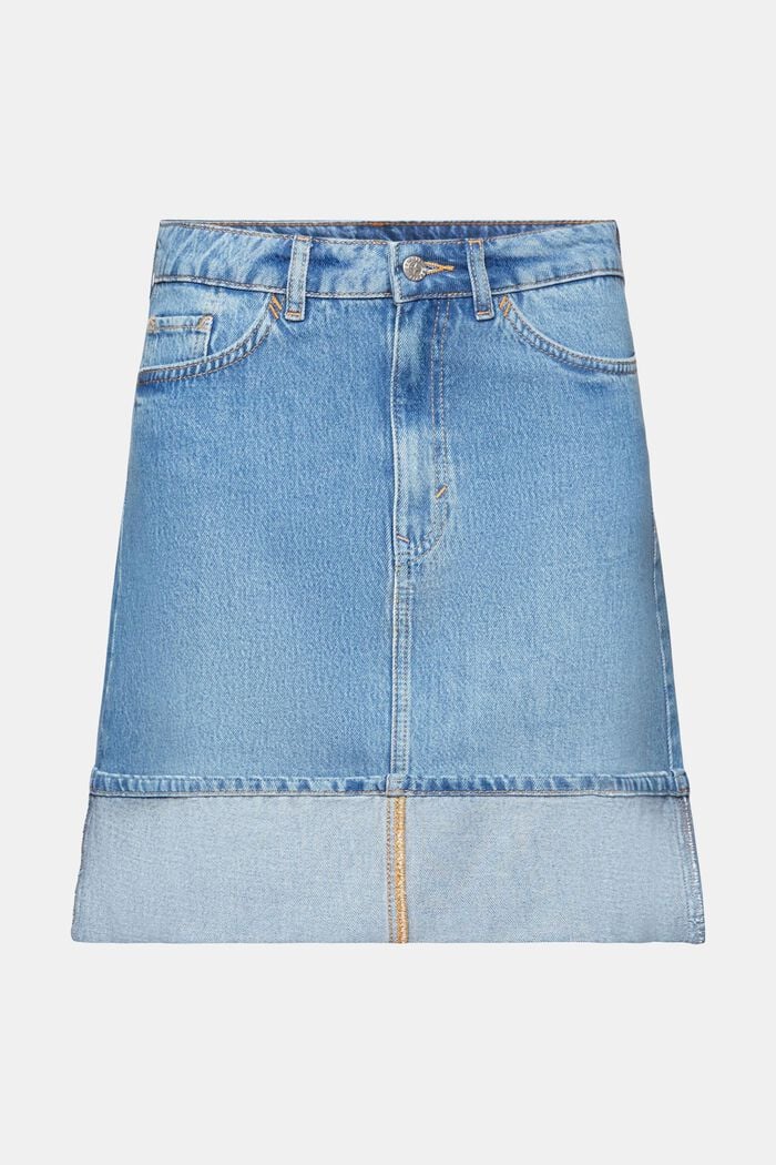 Mid-rise denim mini skirt, BLUE LIGHT WASHED, detail image number 6
