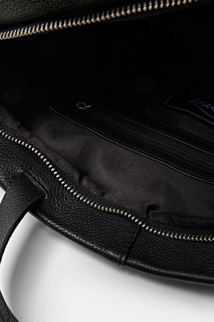 Leather Tote Bag, BLACK, detail image number 3