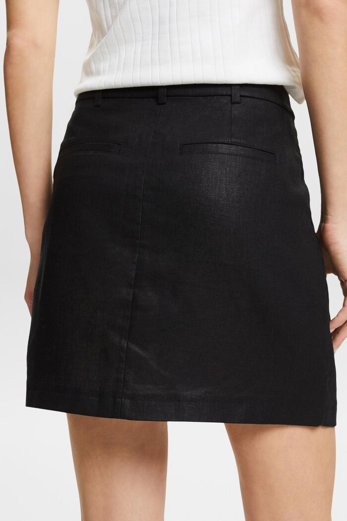 Foil Linen Metallic Mini Skirt, BLACK, detail image number 3