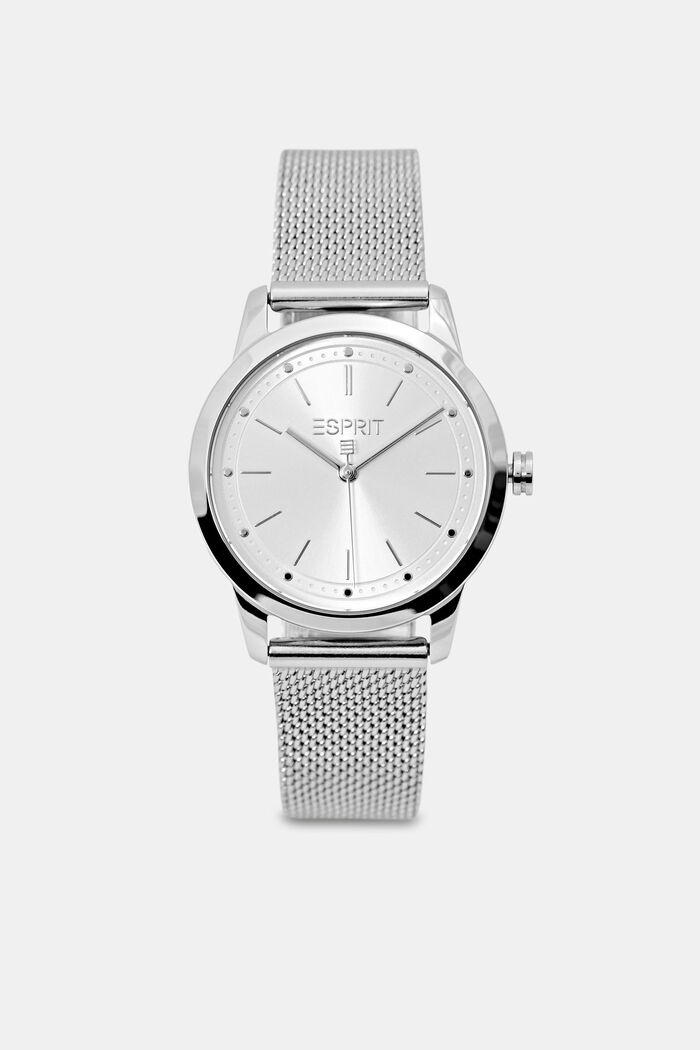 Stainless steel watch with a mesh strap, SILVER, detail image number 0