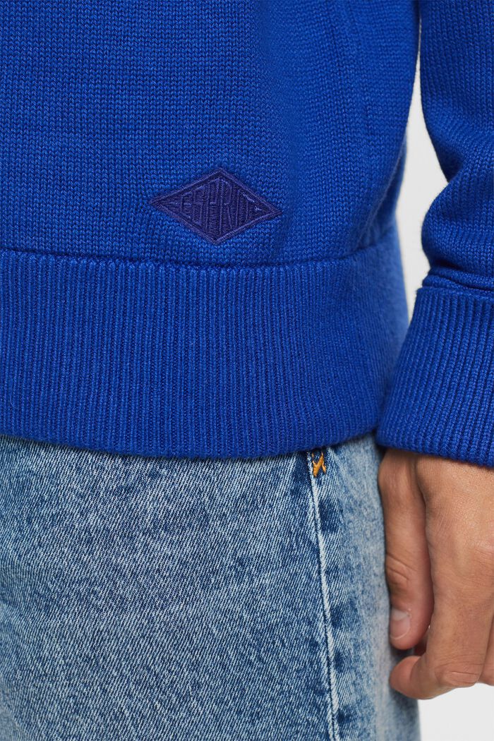 Cotton Crewneck Sweater, BRIGHT BLUE, detail image number 1