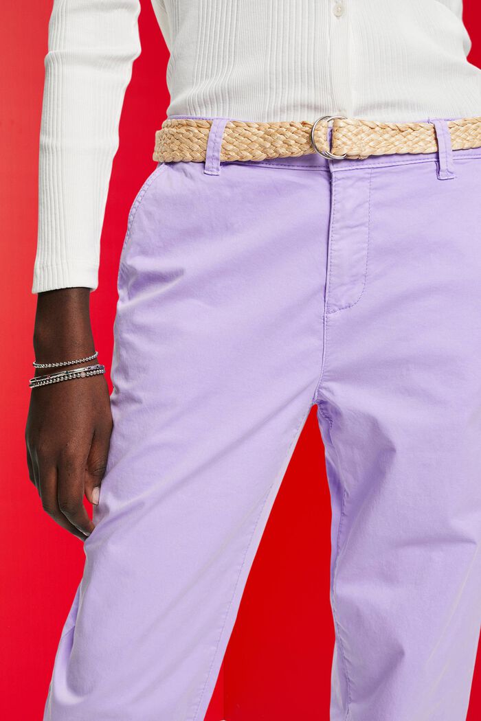 Lightweight stretch chinos with belt, PURPLE, detail image number 2