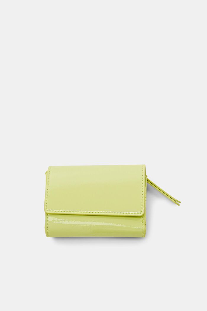 Glossy Fold-Over Wallet, LIME YELLOW, detail image number 0