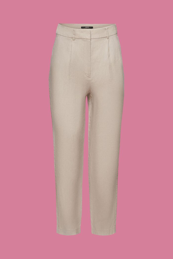 Cropped linen trousers, LIGHT TAUPE, detail image number 6