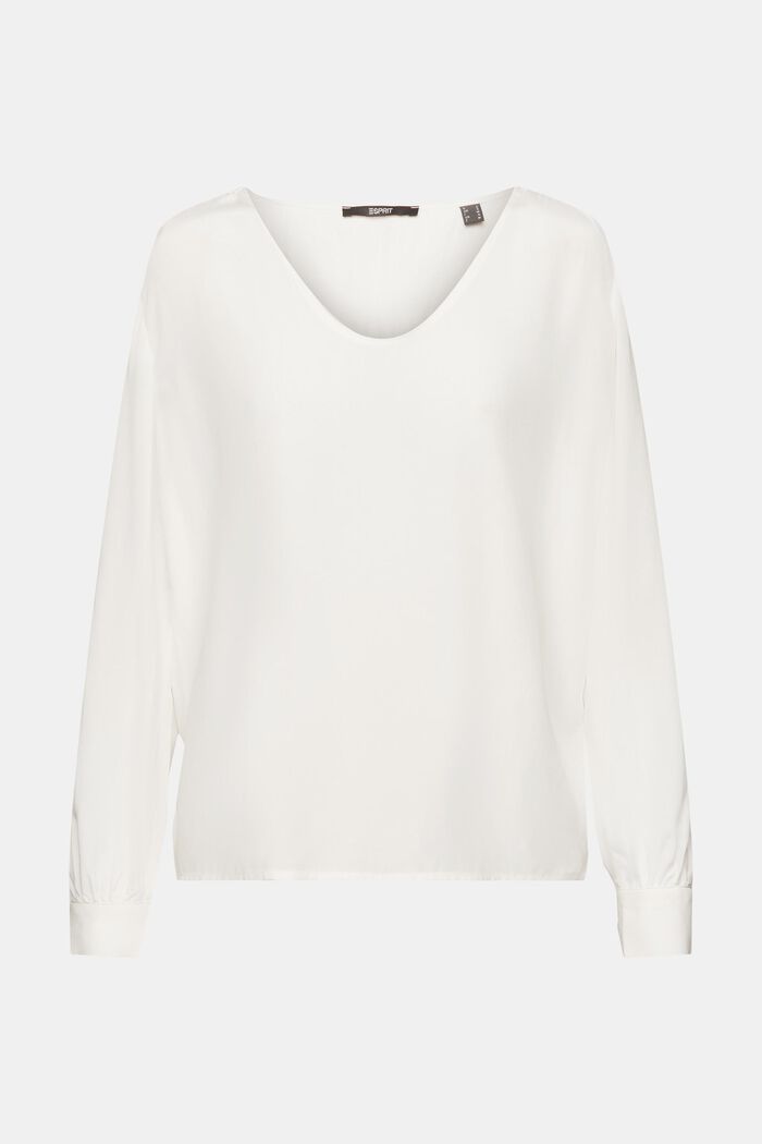 U-neck blouse, OFF WHITE, detail image number 6
