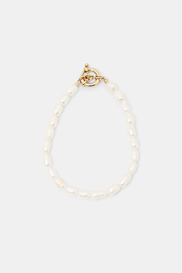 Freshwater pearl bracelet, stainless steel, GOLD, overview