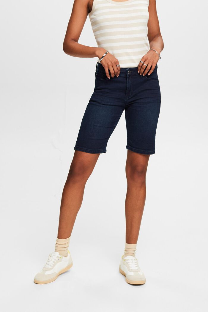Denim shorts made of blended organic cotton, BLUE RINSE, detail image number 0