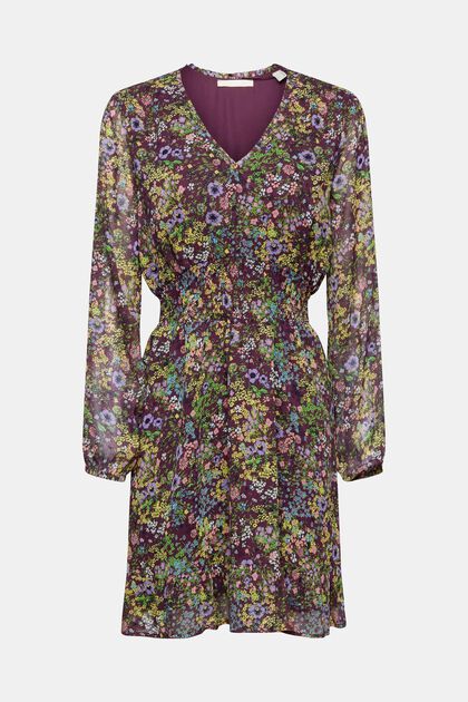 Woven mini dress with floral pattern
