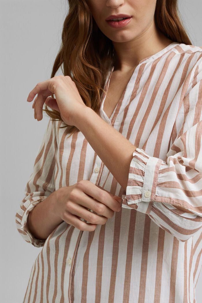 Lightweight striped blouse, 100% organic cotton, CARAMEL, detail image number 2