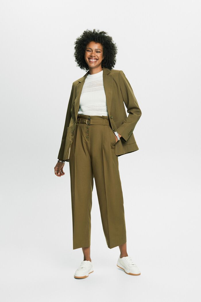 Mix and Match Cropped High-Rise Culotte Pants, KHAKI GREEN, detail image number 1