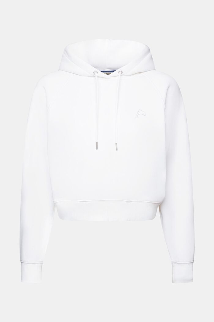 Cropped hoodie with dolphin logo, WHITE, detail image number 5