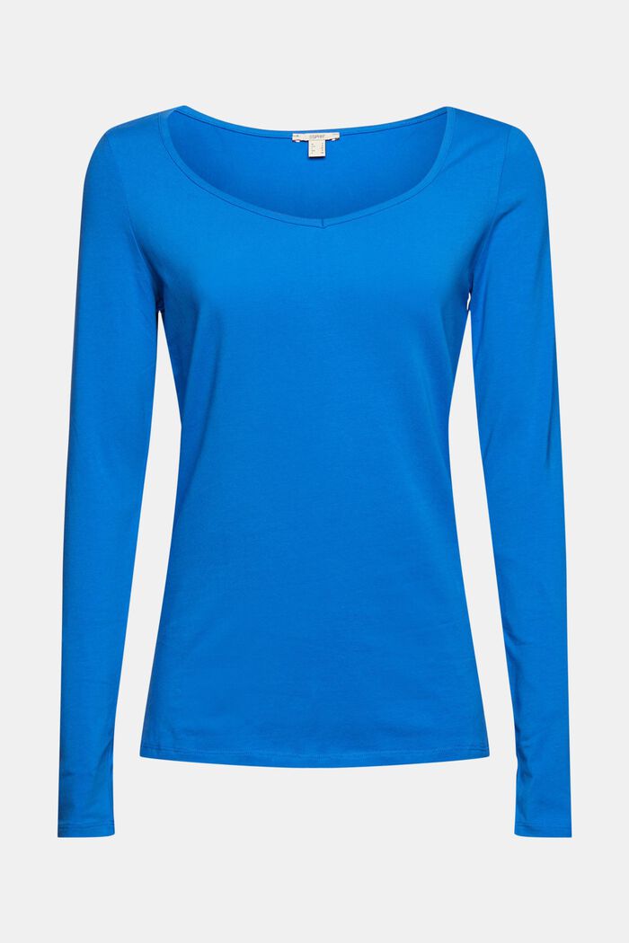 Long sleeve top with a V-neck, organic cotton