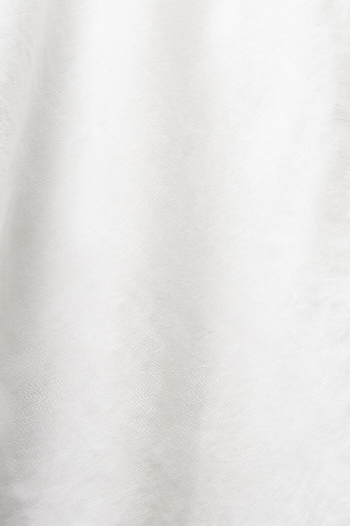 Linen-Cotton Belted Shirt Dress, OFF WHITE, detail image number 4