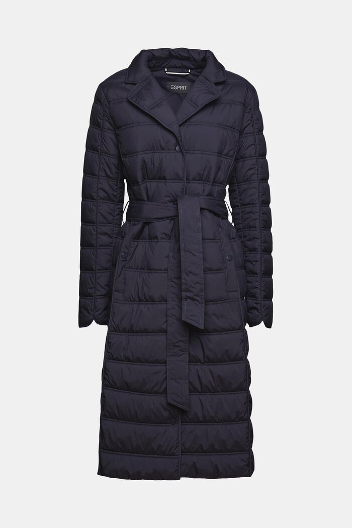 Recycled: Quilted coat with tie-around belt