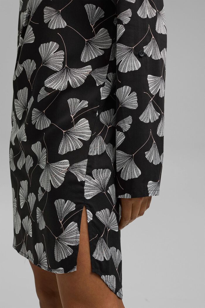 Nightshirt with a gingko print, LENZING™ ECOVERO™, BLACK, detail image number 3