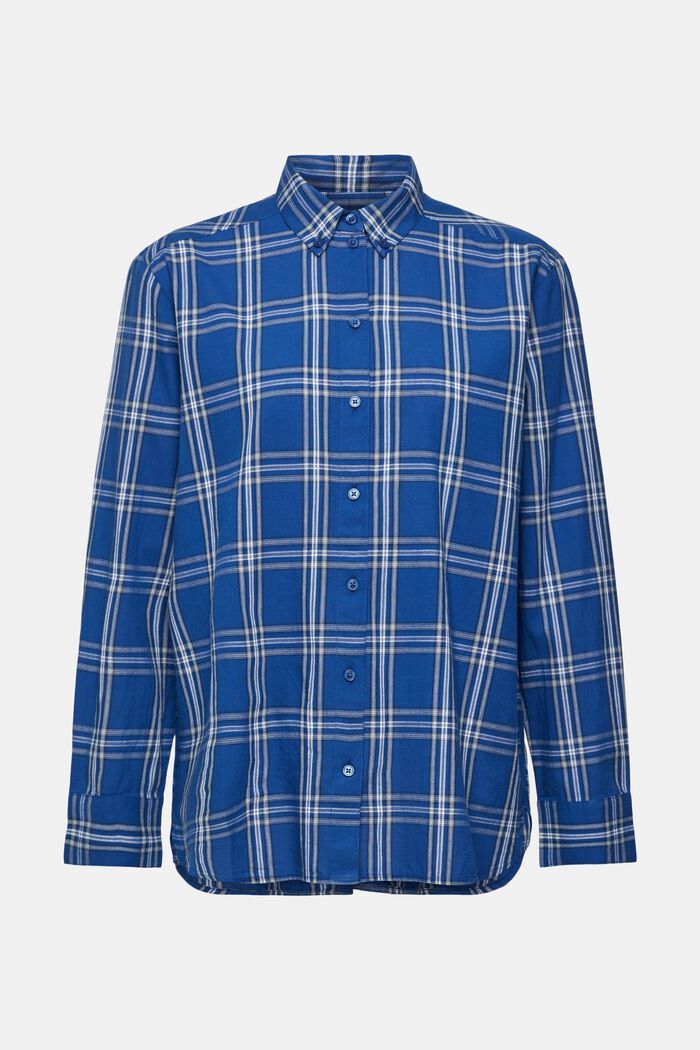 Checked shirt blouse with button down collar