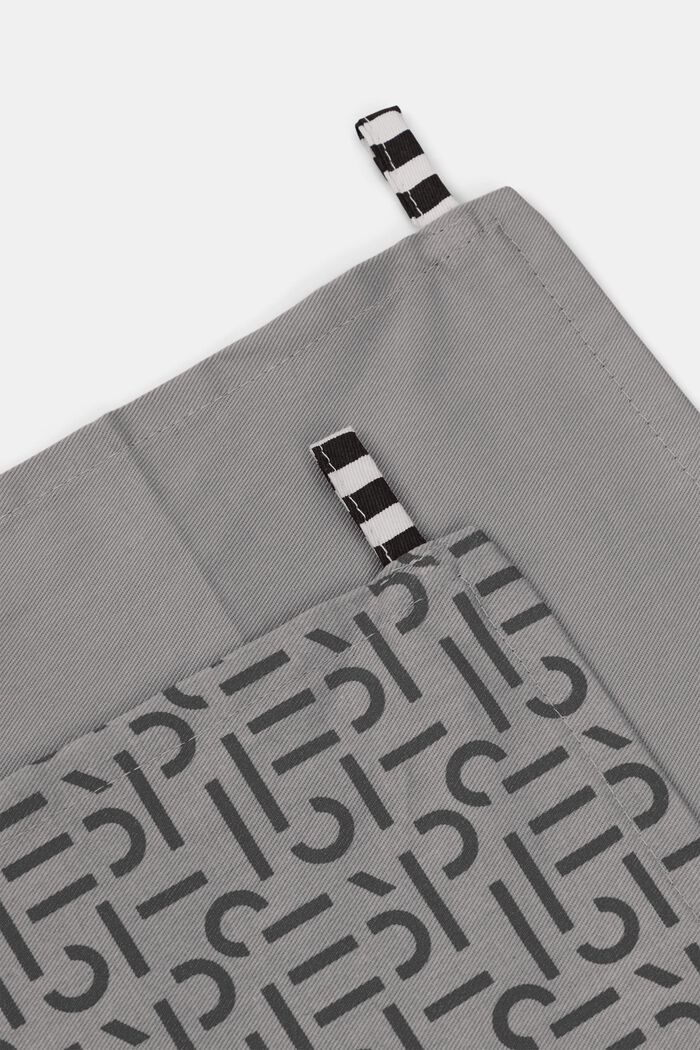 Double pack of dish towels with a printed logo, ANTHRACITE, detail image number 2