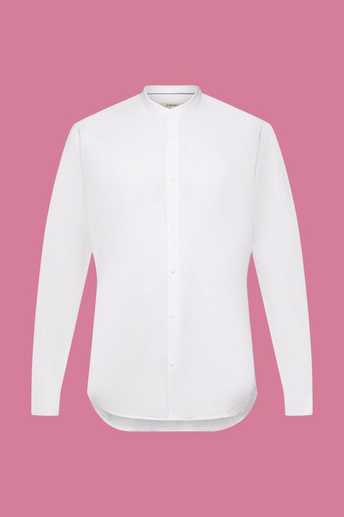 Textured slim fit shirt with band collar, WHITE, detail image number 6