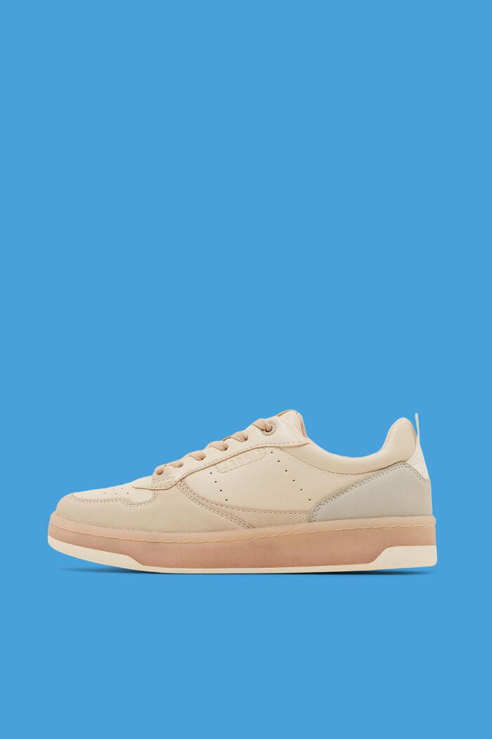 Two-coloured faux leather trainers, TAUPE, detail image number 0