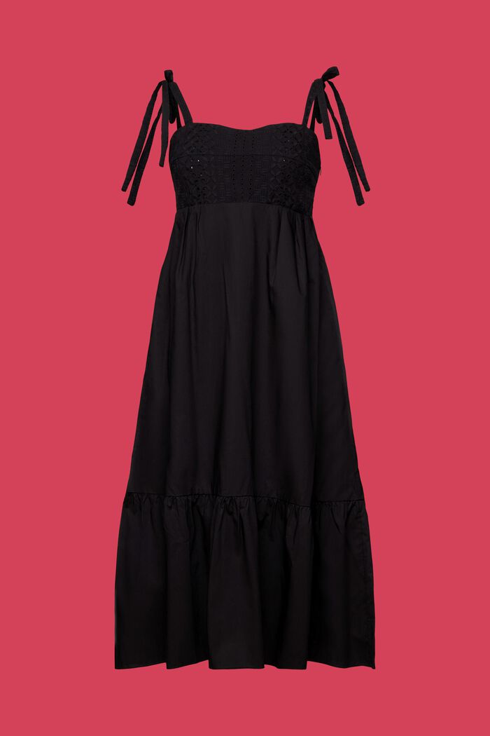 Midi dress with embroidery, LENZING™ ECOVERO™, BLACK, detail image number 5
