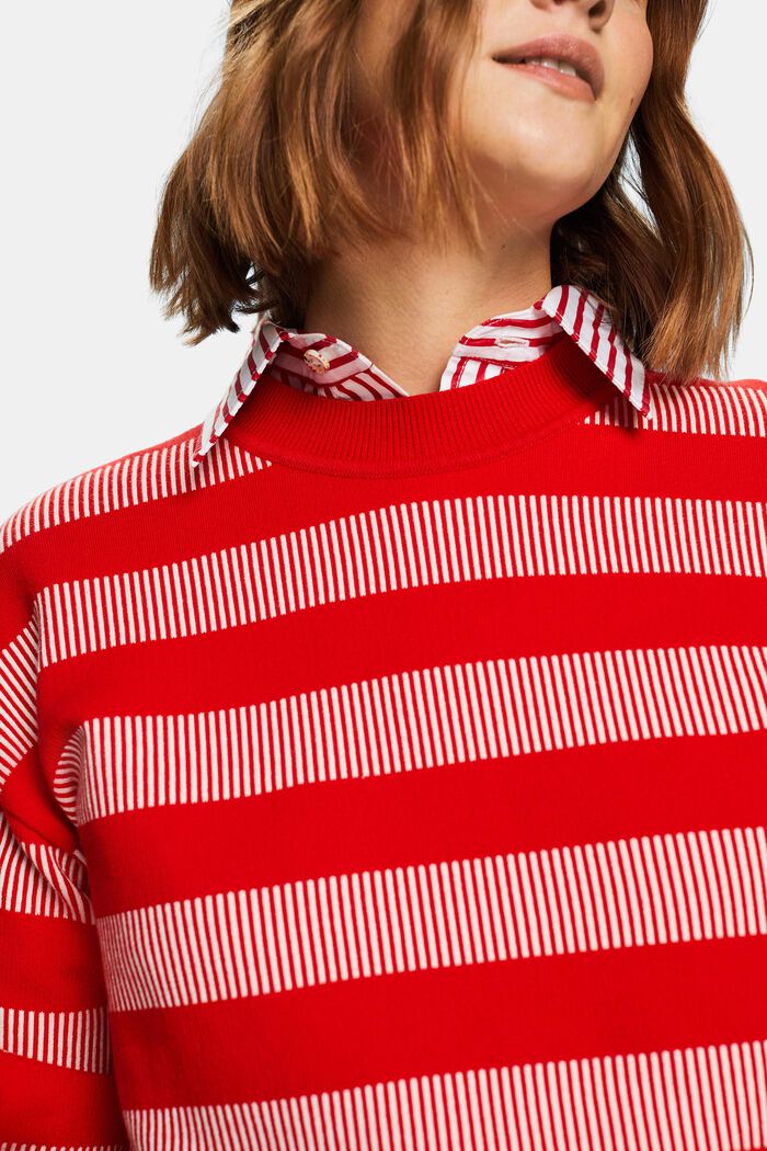 Jacquard Striped Crewneck Sweater, RED, detail image number 3