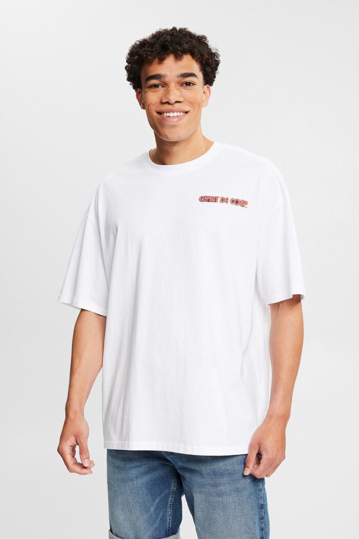 Oversized T-shirt with a logo print, WHITE, detail image number 0
