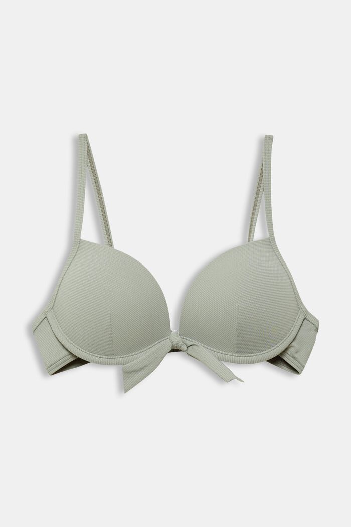 Made of recycled material: underwire bikini with texture, LIGHT KHAKI, detail image number 1